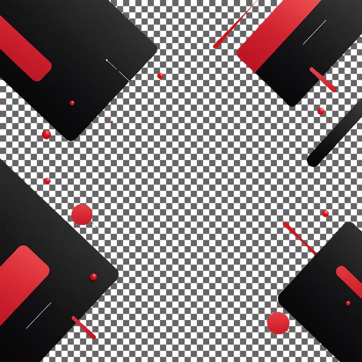 PSD composición geométrica abstracta con elementos rojos y negros