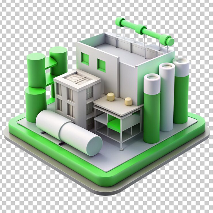 PSD composición isométrica de la industria 3d