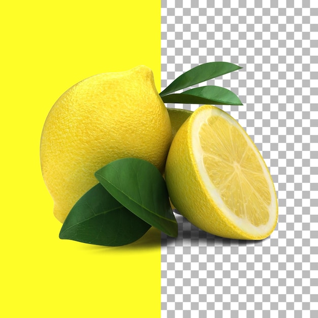 Composición con limones aislados para el diseño de elementos de frutas.