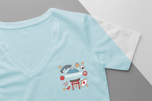 PSD composición de maqueta de camiseta japonesa