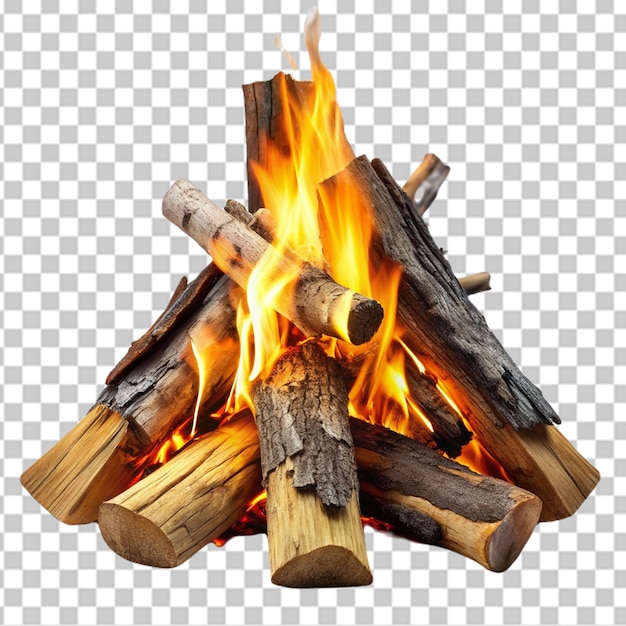 PSD composición nocturna con ilustración de una fogata en llamas