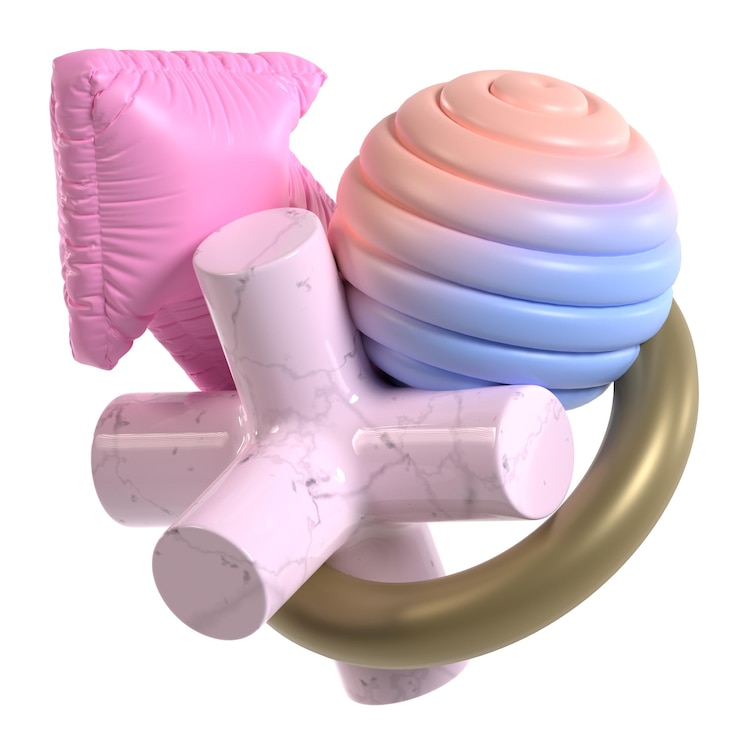 PSD composición de objetos de mezcla abstracta 3d geometría forma texturizada