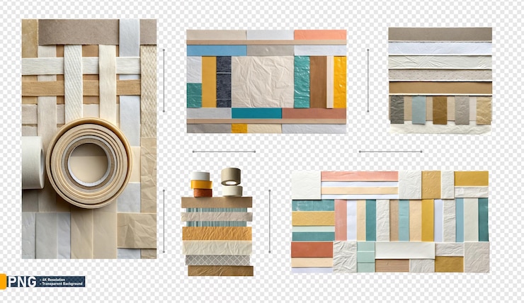 PSD composición de papel y cinta con textura