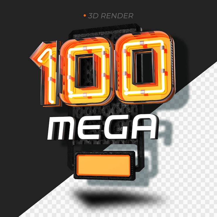 PSD composición de render 3d de 100 mega internet