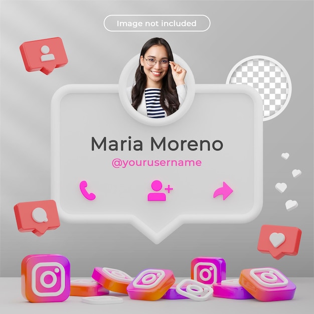 Composición de render 3d de banner de perfil de instagram