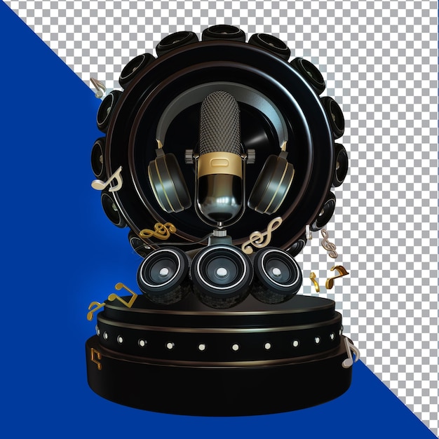 Composición de render 3d karaoke aislado