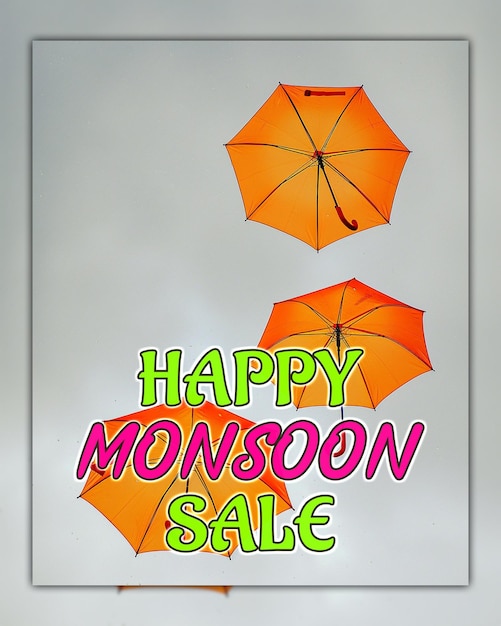 PSD composición de venta de la temporada de monzones oferta de monzón feliz gran venta de monzóns para el diseño de redes sociales