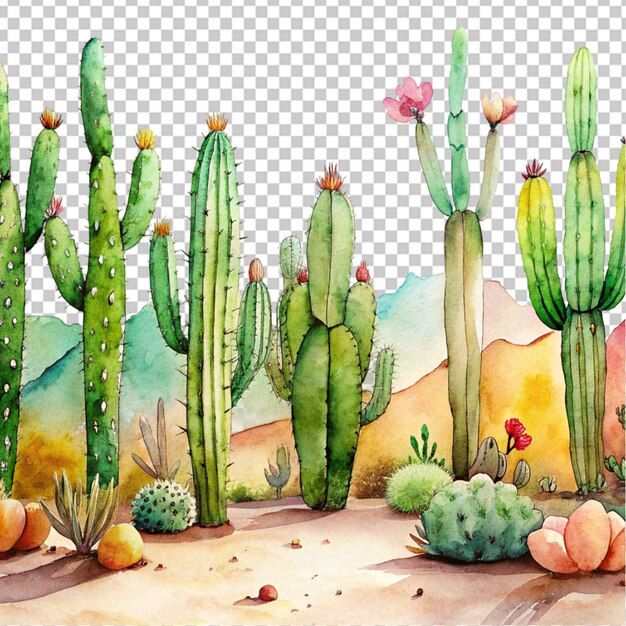 Composition Réaliste De Cactus Avec Une Vue Isolée De La Fleur De Cacti