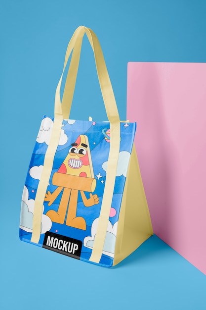 Composition avec un sac fourre-tout éco-responsable maquette