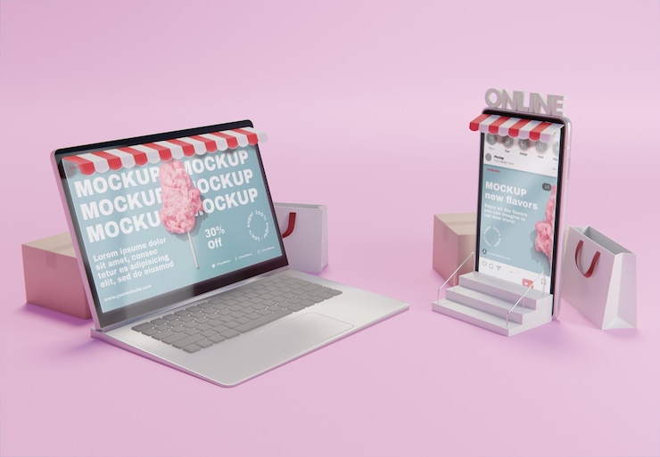 PSD composizione aziendale creativa con mock-up di laptop