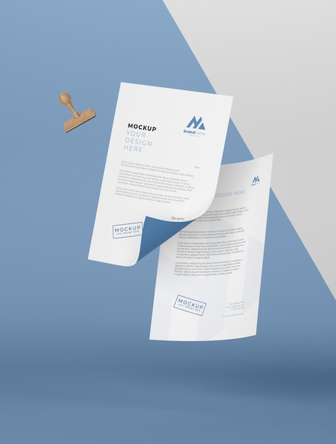 Composizione di mock-up di carta e sigillo