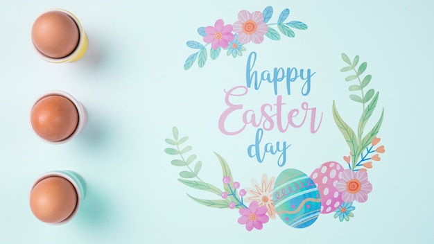 Composizione di mockup di Pasqua vista dall&#39;alto
