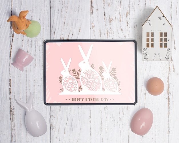 Composizione di mockup di Pasqua vista dall&#39;alto