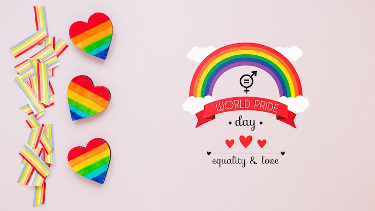 PSD composizione di orgoglio lgbt piatto con copyspace