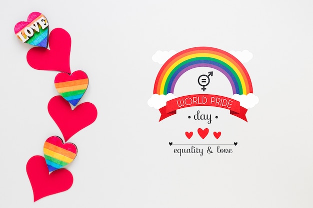 Composizione di orgoglio lgbt piatto con copyspace