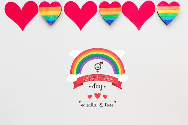 Composizione di orgoglio lgbt piatto con copyspace