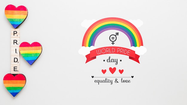 Composizione di orgoglio lgbt piatto con copyspace