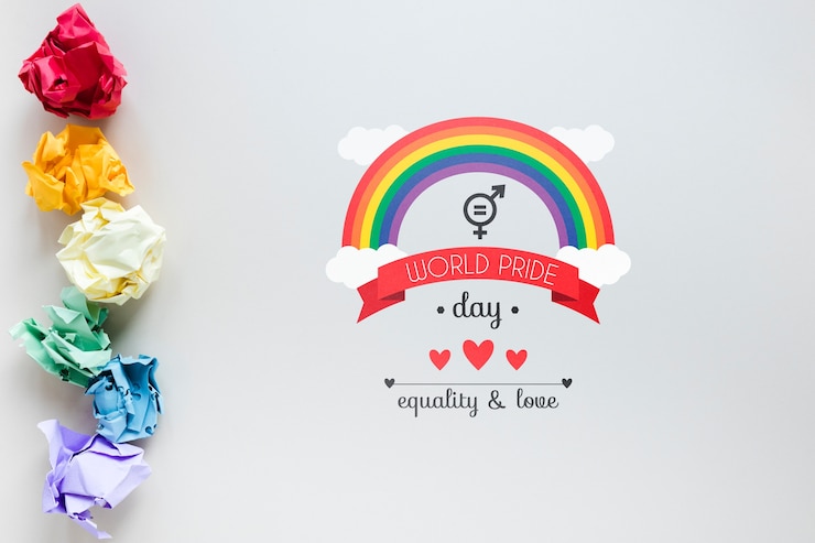 PSD composizione di orgoglio lgbt piatto con copyspace