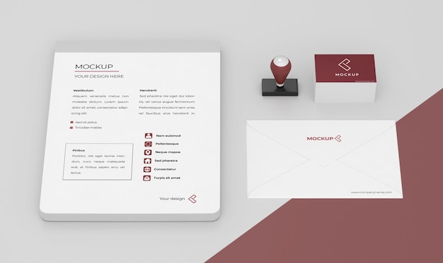 Composizione minima di cancelleria mock-up