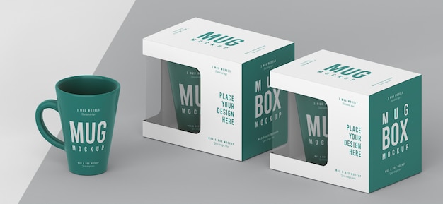 Composizione mock-up scatola tazza