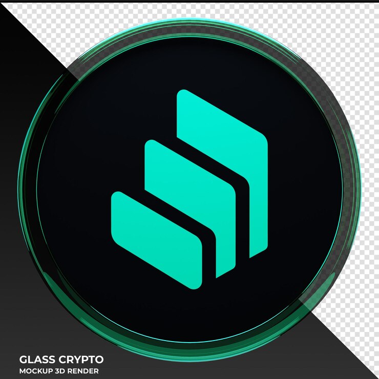 PSD compound comp glass crypto coin 3d illustration