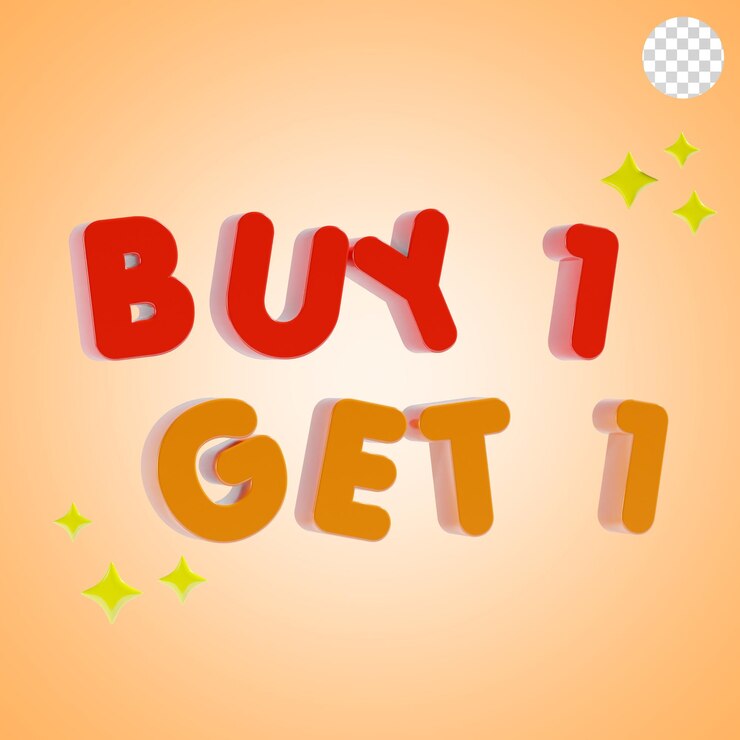 PSD comprar 1 obtener 1 texto de compras icono 3d