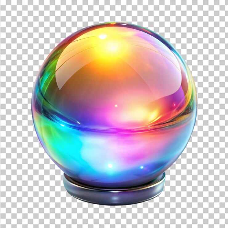 PSD comprar brillo en la oscuridad colorida esfera de cristal brillante fondo transparente