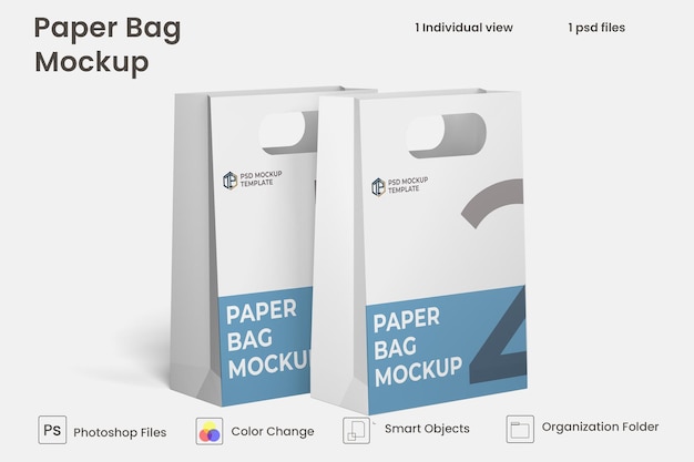 Compras bolsa de papel maqueta psd premium