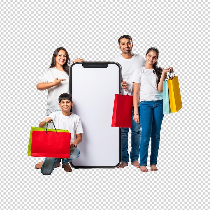 Compras en línea familiares con el teléfono inteligente