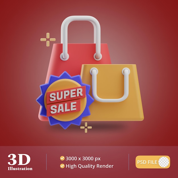 Compras en línea objetos super venta ilustración 3d