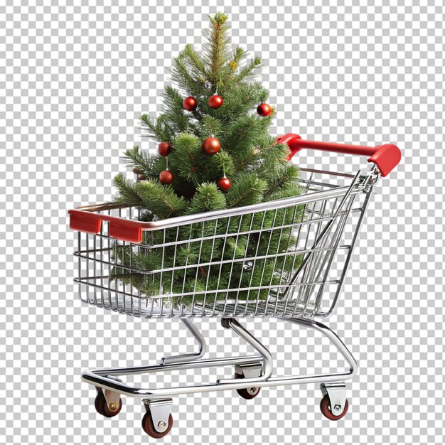 Compras navideñas en un fondo transparente