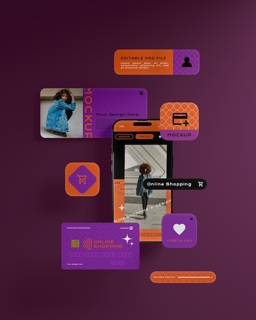PSD compras on-line com um modelo de smartphone