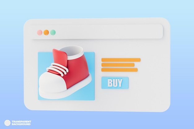 Compras on-line no conceito de página da web design de site de comércio eletrônico ilustração 3d