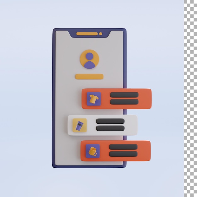 Compras on-line no smartphone ilustração 3d