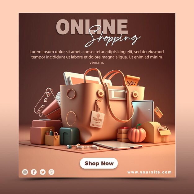 PSD compras online com modelo de maquete de laptop e elementos de compras