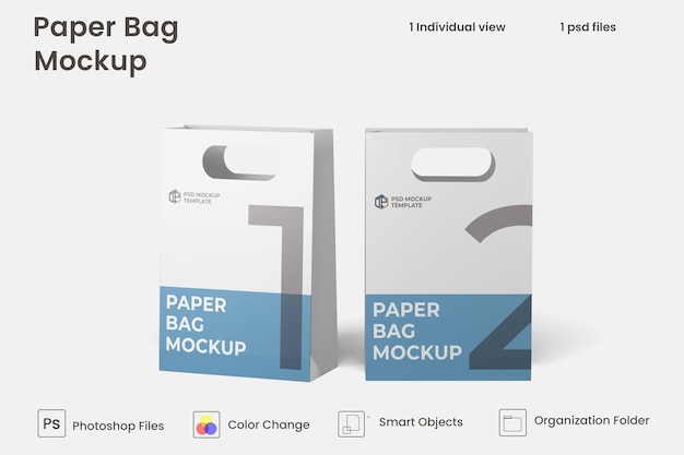 Compras saco de papel maquete psd premium