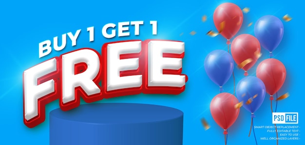 Compre 1 y obtenga 1 texto de promoción personalizado gratis efecto de texto de estilo 3D editable