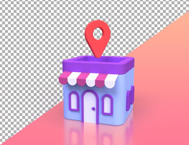 PSD compre con el pin del navegador para la ilustración del servicio de entrega para el concepto de idea de negocio background3drender