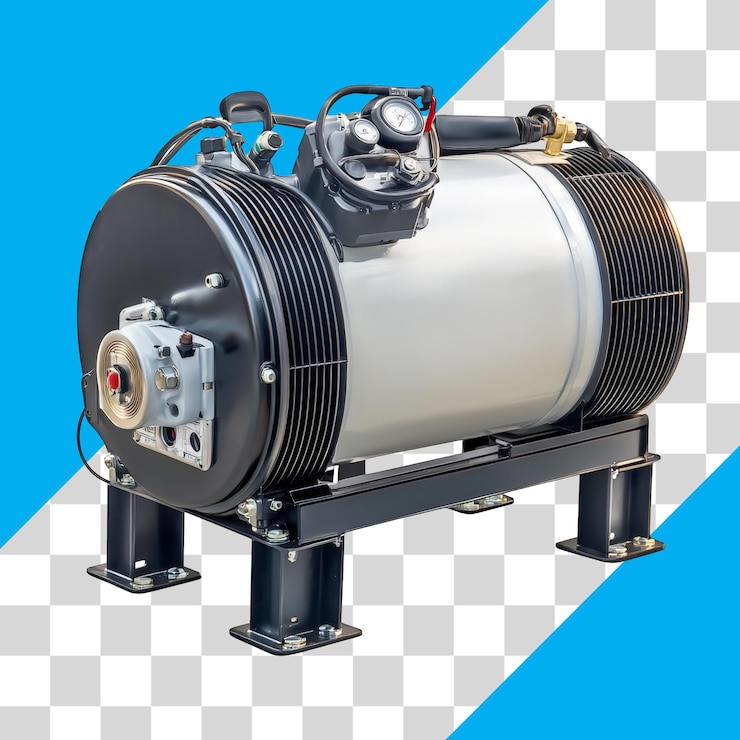 PSD compressor de ar industrial em fundo transparente