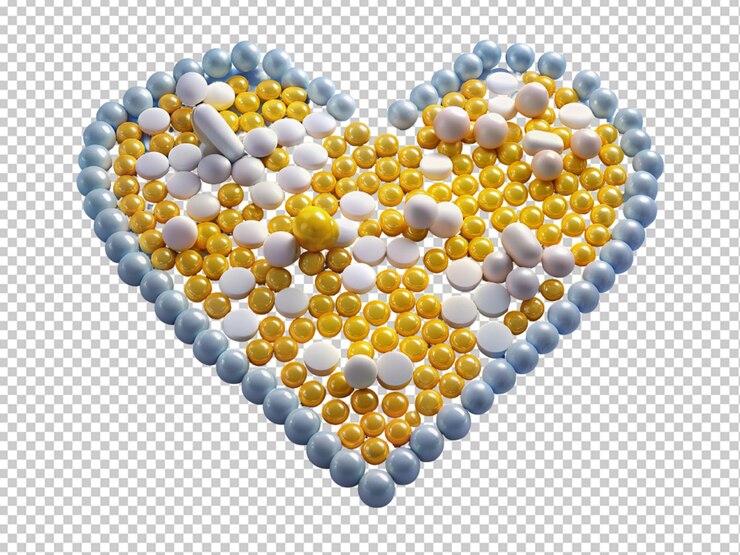 PSD comprimidos homeopáticos dispuestos en forma de corazón