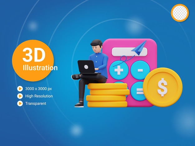 PSD comptable 3d faisant illustration de calcul financier