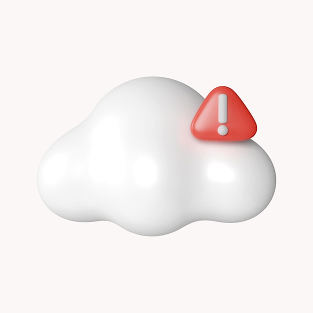 Computación en la nube 3d con icono de signo cruzado aislado sobre fondo blanco Ilustración de representación 3d Trazado de recorte