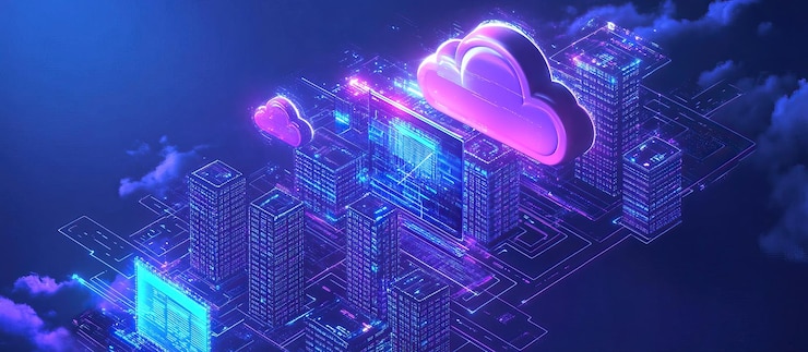 PSD computación en la nube cityscape