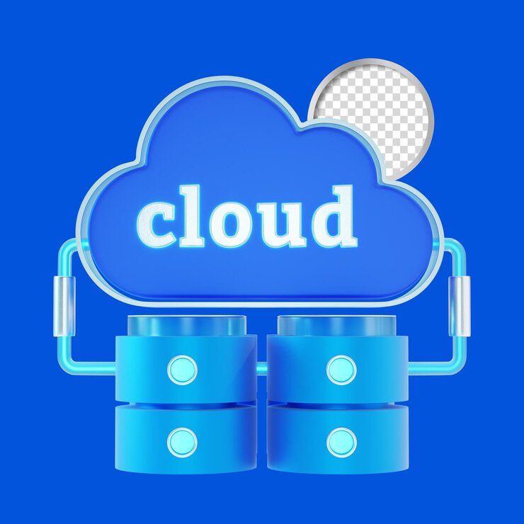 PSD computación en la nube y servidor de bases de datos con color azul