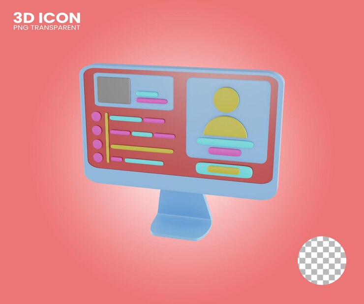 computador de ilustração 3d e bate-papo online com fundo transparente