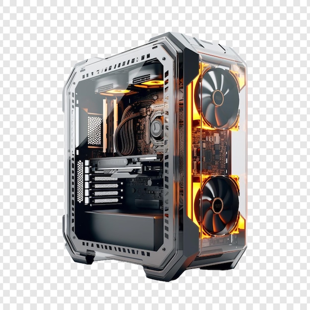 Computador isolado em fundo transparente