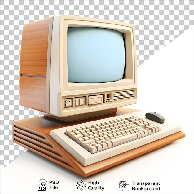 PSD computador vintage 3d em fundo transparente