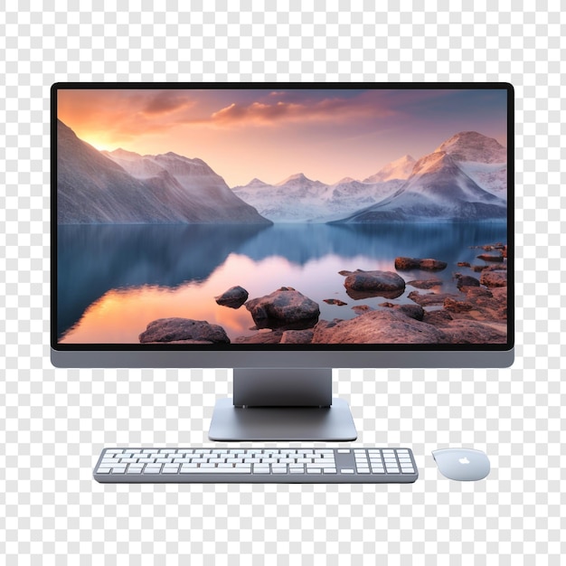 Computadora aislada sobre un fondo transparente