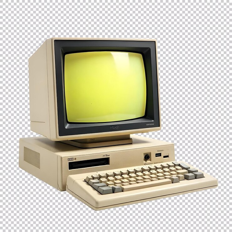 PSD computadora antigua en un fondo transparente aislado