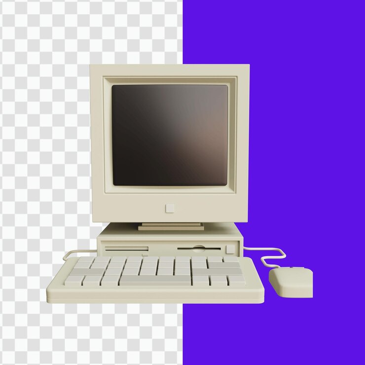 PSD computadora de color beige retro